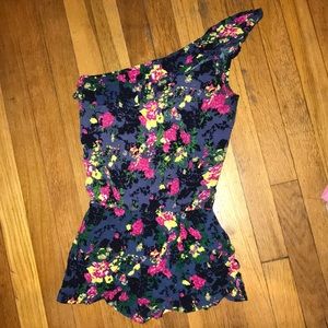 Body Central one shoulder floral romper